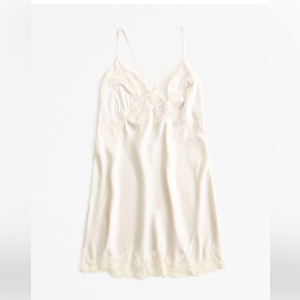 NWT Abercmbie Satin Lace slip dress size large